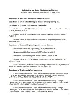 Substantive Changes: Class of 2030